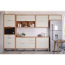Ver imagem 1 de Cozinha Completa Eloise 6 Peças (3aéreos+2balcões+1paneleiro) Cz026 Freijo/off White - Mgm