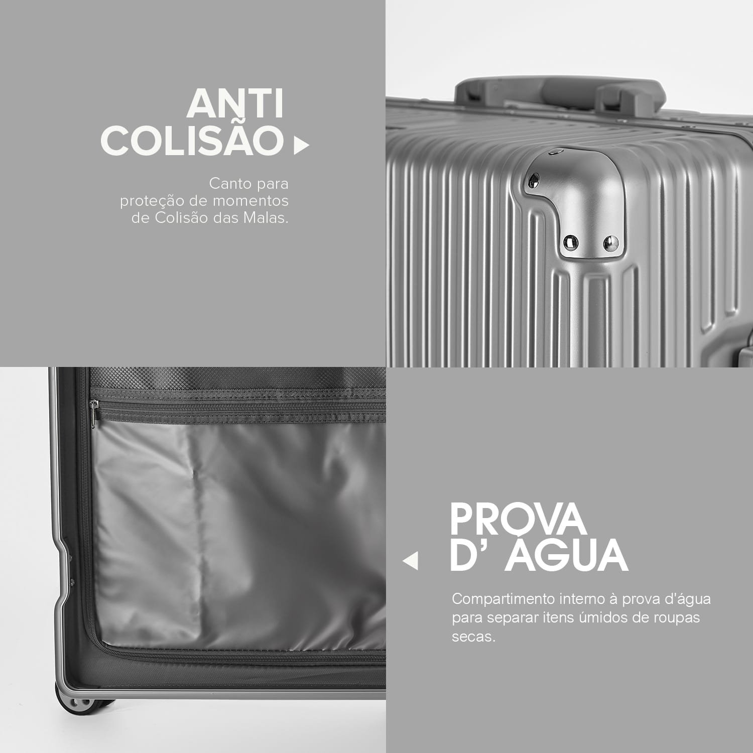 Mala de Viagem Grande 32kg Policarbonato Abs Noruega Maloa:prata - 12