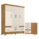 Ver imagem 1 de Guarda Roupa Casal Ms912 e Cômoda Vênus com Pés Freijó Off White – Moval