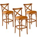 Ver imagem 1 de Kit 03 Banquetas Altas Cozinha Bancada Bar Sala Jantar Estofada Ávila L02 Couríssimo Whisky - Lyam L