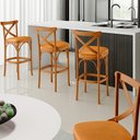 Ver imagem 2 de Kit 03 Banquetas Altas Cozinha Bancada Bar Sala Jantar Estofada Ávila L02 Couríssimo Whisky - Lyam L