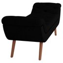 Ver mais imagens de Kit Cabeceira Cama Box Casal 140 Cm Madrid com Puff Recamier Santorini Bouclê Preto - Lyam Decor