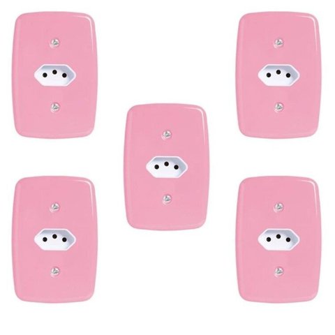 Conjunto com 5 Tomadas 2P+T 20A 250V Pluzie Rosa 4x2
