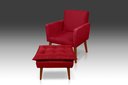 Ver imagem 1 de Kit Poltrona Nina com Puff Opala Suede Vermelho - Pandora Decor - Casa da Poltrona