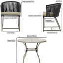 Ver imagem 2 de Mesa com 4 Cadeiras de Jantar Roma 100cm e Noronha em Aluminío Fendi Corda Nautica Estofado 7 Trama