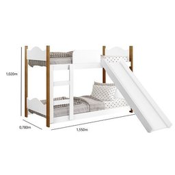 Beliche Infantil Encanto com Escorregador Branco/nature - Gabrielli Móveis - 3