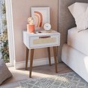 Ver imagem 1 de Mesa Cabeceira para Quarto com 1 Gaveta Retrô Branco