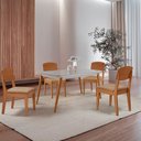 Ver imagem 1 de Mesa de Jantar Copper 120cm Tampo Canto Copo Mdf Vidro com 4 Cadeiras Copper Moderna Mobília