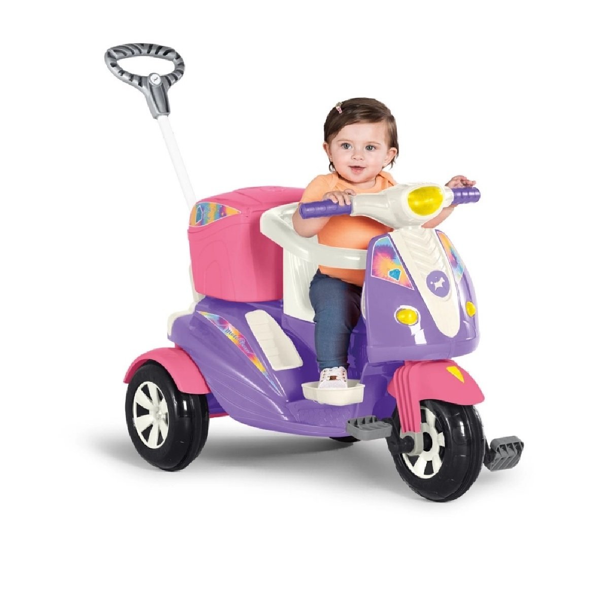 Triciclo Passeio ou Pedal Infantil Com Bau Moto Uno 1036