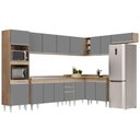 Ver imagem 1 de Armário de Cozinha Modulada de Canto 8 Peças CP09 Balcão com Pia Inox Castanho/Cinza - Lumil Lumil M