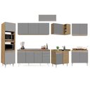 Ver imagem 6 de Armário de Cozinha Modulada de Canto 8 Peças CP09 Balcão com Pia Inox Castanho/Cinza - Lumil Lumil M