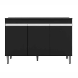 Balcão de Pia Cozinha Manu 120cm Preto sem Tampo Ajl Móveis - 1