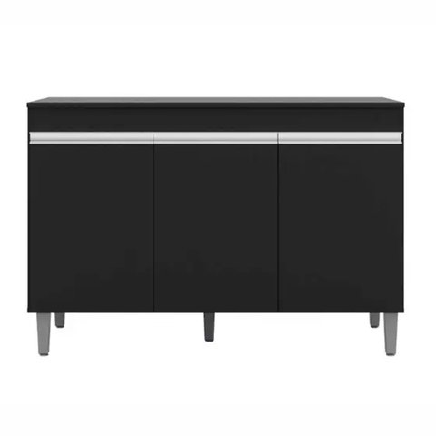 Balcão de Pia Cozinha Manu 120cm Preto sem Tampo Ajl Móveis