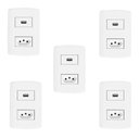Ver imagem 1 de Conjunto com 5 Tomadas Usb + 1 Tomada 2p+t 20a 250v, Modular, com Placa 4x2 e Suporte