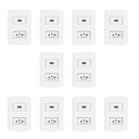 Ver imagem 1 de Conjunto com 10 Tomadas Usb + 1 Tomada 2p+t 20a 250v, Modular, com Placa 4x2 e Suporte