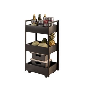 Carrinho Gourmet Auxiliar para Cozinha 3 Prateleiras Zane Preto/preto M12 - D'rossi