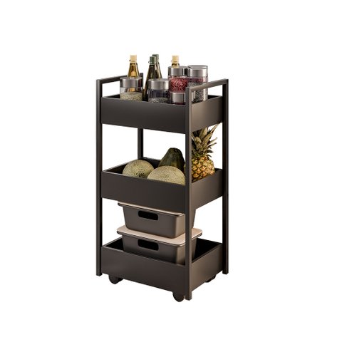 Carrinho Gourmet Auxiliar para Cozinha 3 Prateleiras Zane Preto/preto M12 - D'Rossi