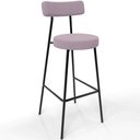 Ver imagem 3 de Kit 06 Banquetas Baixa Bar Cozinha Sala de Jantar Estrutura em Aço Milão L02 Suede Rosê - Lyam Decor