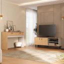 Ver imagem 1 de Conjunto Sala de Estar 2 Peças Rack para Tv com Aparador Ibiza Marrom Carvalho Nature/Arenas
