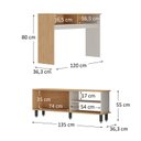 Ver imagem 4 de Conjunto Sala de Estar 2 Peças Rack para Tv com Aparador Ibiza Marrom Carvalho Nature/Arenas