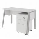Ver imagem 2 de Mesa Escrivaninha 135cm x 60cm Tampo Chanfrado e Gaveteiro Móvel com 3 Gavetas F5 Office Cor:Cinza