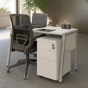 Ver imagem 7 de Mesa Escrivaninha 135cm x 60cm Tampo Chanfrado e Gaveteiro Móvel com 3 Gavetas F5 Office Cor:Cinza