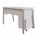Ver imagem 4 de Mesa Escrivaninha 135cm x 60cm Tampo Chanfrado e Gaveteiro Móvel com 3 Gavetas F5 Office Cor:Cinza