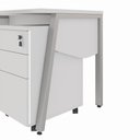 Ver imagem 5 de Mesa Escrivaninha 135cm x 60cm Tampo Chanfrado e Gaveteiro Móvel com 3 Gavetas F5 Office Cor:Cinza