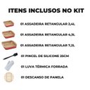 Ver imagem 2 de Jogo de Assadeira Quadrada 03 Peças Antiaderentes + Luva Térmica + Pincel Preto + Descanso de Panela
