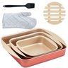 Jogo de Assadeira Quadrada 03 Peças Antiaderentes + Luva Térmica + Pincel Preto + Descanso de Panela - 1