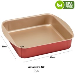 Jogo de Assadeira Quadrada 03 Peças Antiaderentes + Luva Térmica + Pincel Preto + Descanso de Panela - 5