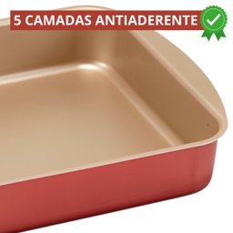 Jogo de Assadeira Quadrada 03 Peças Antiaderentes + Luva Térmica + Pincel Preto + Descanso de Panela - 9