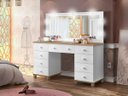 Ver imagem 1 de Penteadeira Camarim Glamourosa com Espelho + Luz LED e 9 Gavetas Funcionais Potente:Branco/ Nature