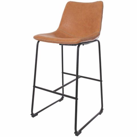 Banqueta Média Encosto Estofado Fixa para Cozinha Área Gourmet Bancada Ilha Bistrô Munich Vintage