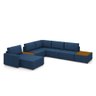 Sofá de Canto Decorativo Sala de Estar 715cm Modulado Takashi com Chaise Puffs Bouclê Azul Petróleo - 1