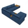 Sofá de Canto Decorativo Sala de Estar 715cm Modulado Takashi com Chaise Puffs Bouclê Azul Petróleo - 7