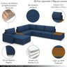 Sofá de Canto Decorativo Sala de Estar 715cm Modulado Takashi com Chaise Puffs Bouclê Azul Petróleo - 3