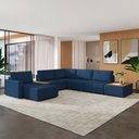 Ver imagem 2 de Sofá de Canto Decorativo Sala de Estar 715cm Modulado Takashi com Chaise Puffs Bouclê Azul Petróleo