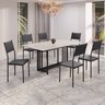 Conjunto Sala de Jantar Mesa 160x90cm Base Pérola Tampo Mdf Laca com Vidro Florença - 1