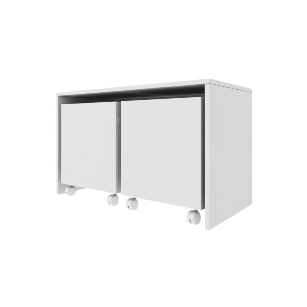 Mesa C/ 2 Baú Organizador de Brinquedos P/ Quarto de Criança Branco