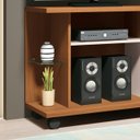 Ver imagem 3 de Rack Bancada Pequena Sala Estar Tv até 32 Polegadas 1 Porta 2 Prateleiras 1 de Vidro e Rodízios Smar