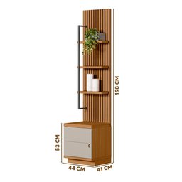 Estante Multiuso Ripada 3 Prateleiras 1 Porta Nature Off White Ouro Preto Linea Brasil - 4