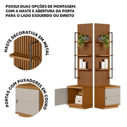 Estante Multiuso Ripada 3 Prateleiras 1 Porta Nature Off White Ouro Preto Linea Brasil - 3