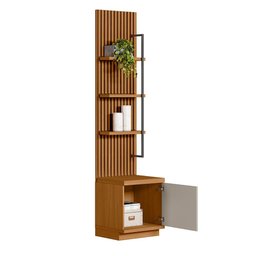 Estante Multiuso Ripada 3 Prateleiras 1 Porta Nature Off White Ouro Preto Linea Brasil - 2