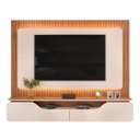 Ver imagem 2 de Estante e Home Theater Ripado para TV até 70 Polegadas com 100% MDF 210cmx180cm Led Treviso Marrom Off White/Freijó