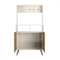 Cantinho Café Retrô Cozinha Moderna Multiuso Balcão 2 Portas:offwhite/ripado - 6