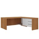 Ver imagem 3 de Mesa para Escritório 2 Portas 3 Gavetas Diretor em L Freijó/branco