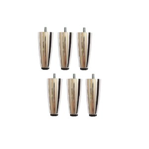 Kit 6 Pés para Cama Box ou Baú Juvene 12cm com Regulagem Cor:cromado