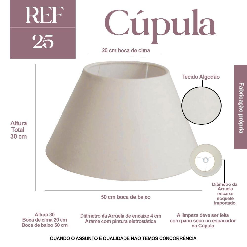 Cupula de Abajur Grande Tecido Soquete Importado Ref 25 ( 2 Unidades ) - Bege - 2