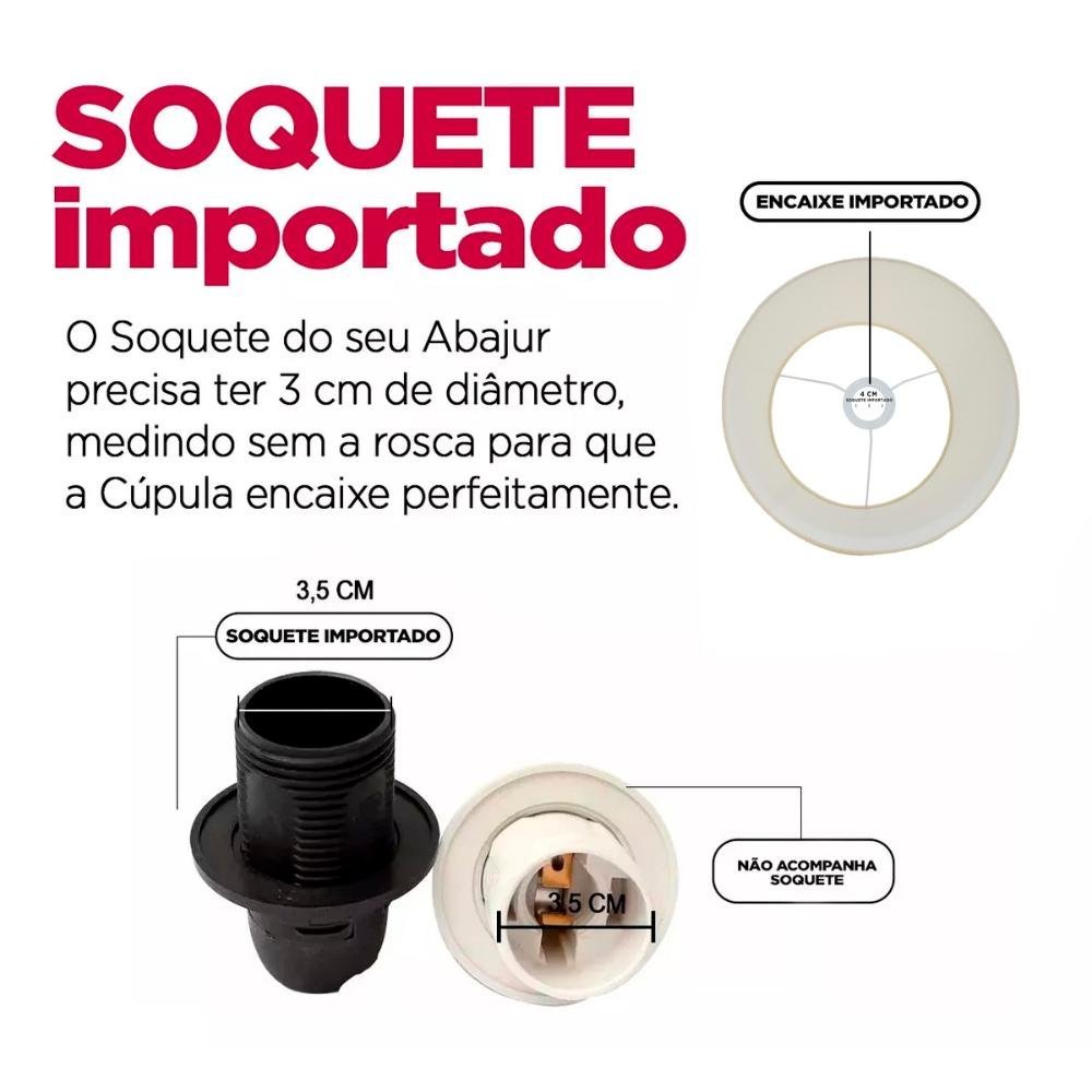 Cupula de Abajur Grande Tecido Soquete Importado Ref 25 ( 2 Unidades ) - Bege - 4